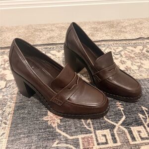 Vince Camuto Dark Brown Women's Block Heel Loafers